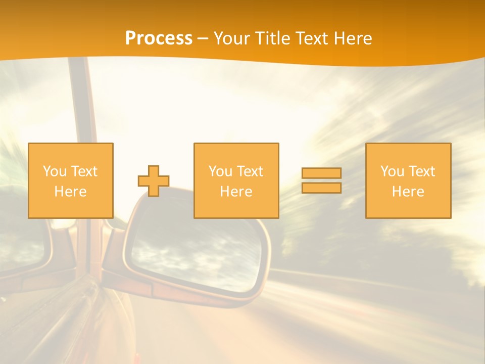 A Car's Side View Mirror On The Side Of A Road PowerPoint Template