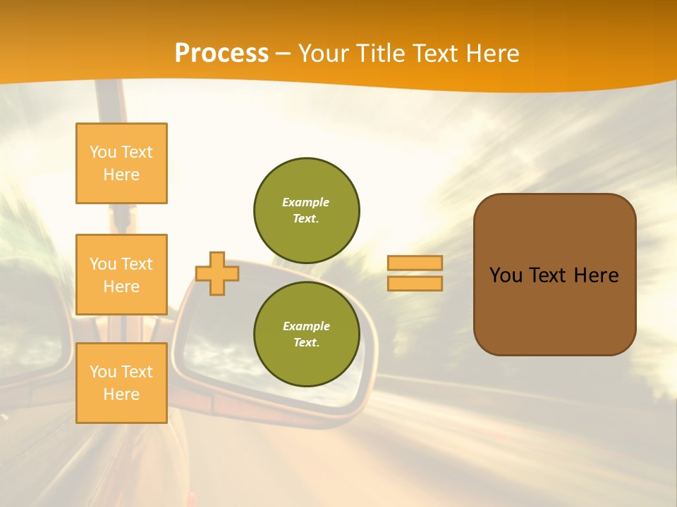 A Car's Side View Mirror On The Side Of A Road PowerPoint Template