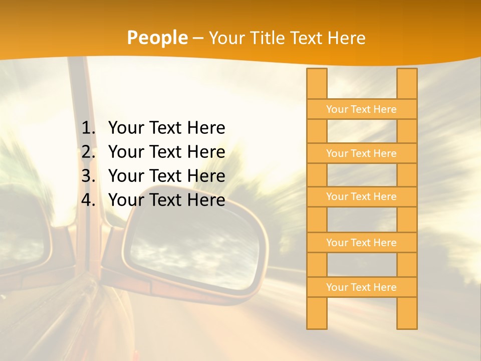 A Car's Side View Mirror On The Side Of A Road PowerPoint Template