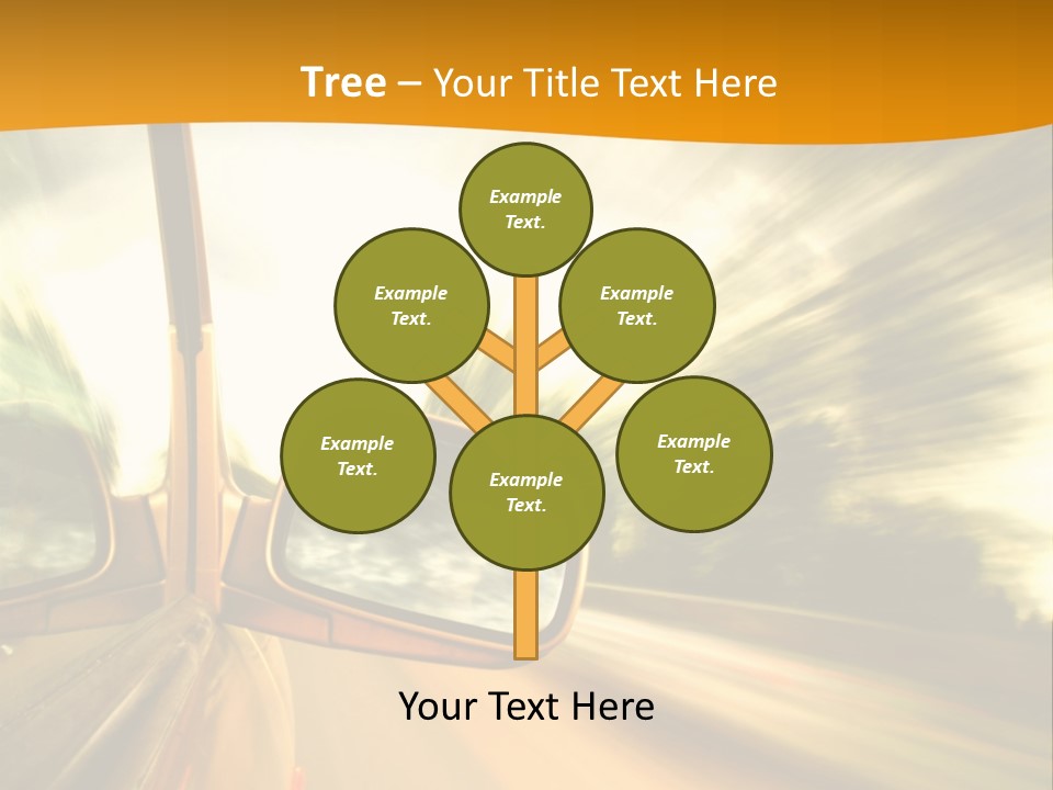 A Car's Side View Mirror On The Side Of A Road PowerPoint Template