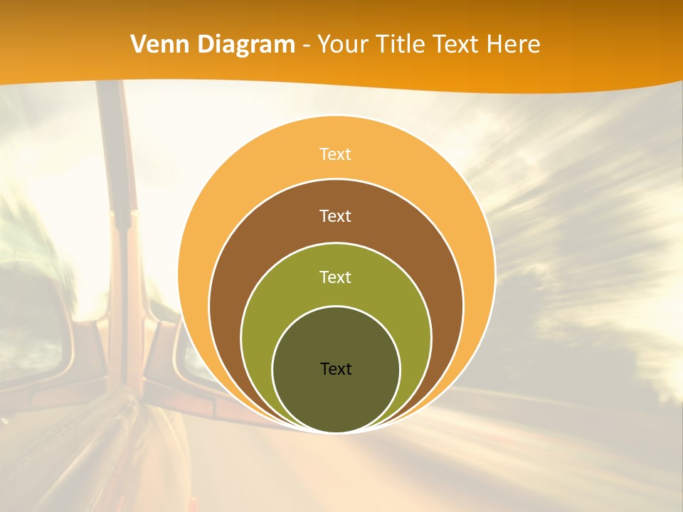 A Car's Side View Mirror On The Side Of A Road PowerPoint Template
