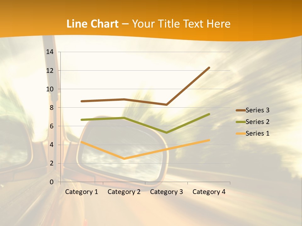 A Car's Side View Mirror On The Side Of A Road PowerPoint Template