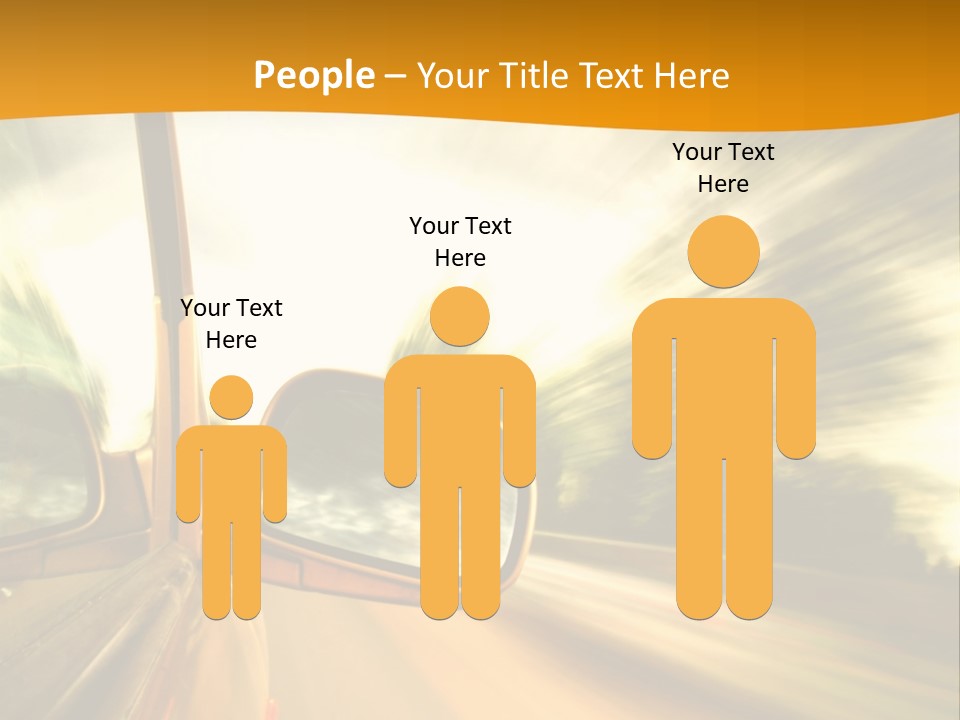 A Car's Side View Mirror On The Side Of A Road PowerPoint Template