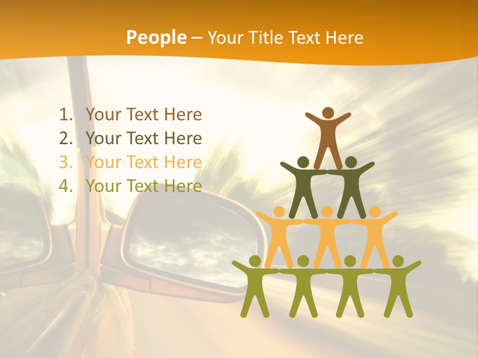 A Car's Side View Mirror On The Side Of A Road PowerPoint Template