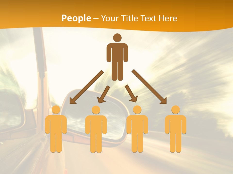 A Car's Side View Mirror On The Side Of A Road PowerPoint Template