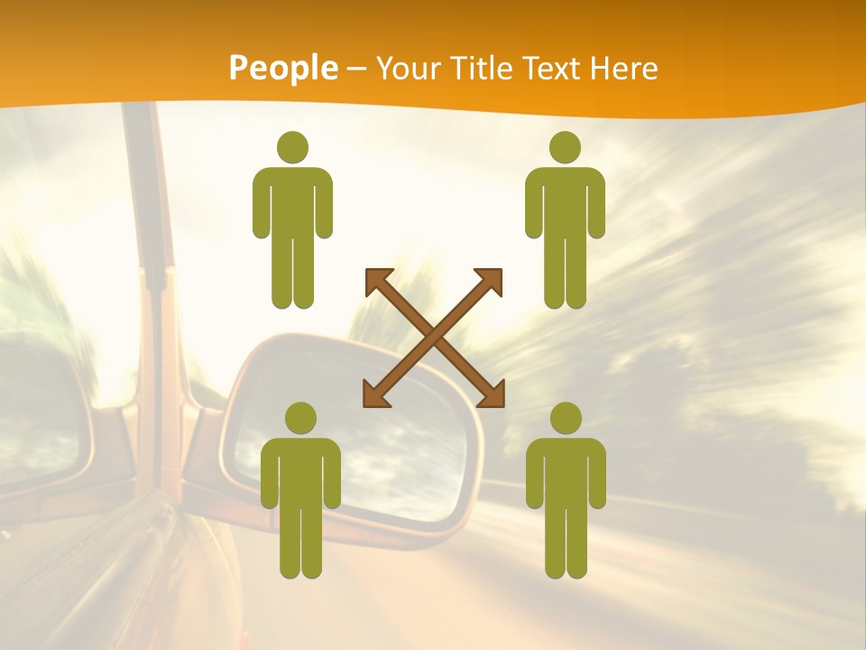 A Car's Side View Mirror On The Side Of A Road PowerPoint Template