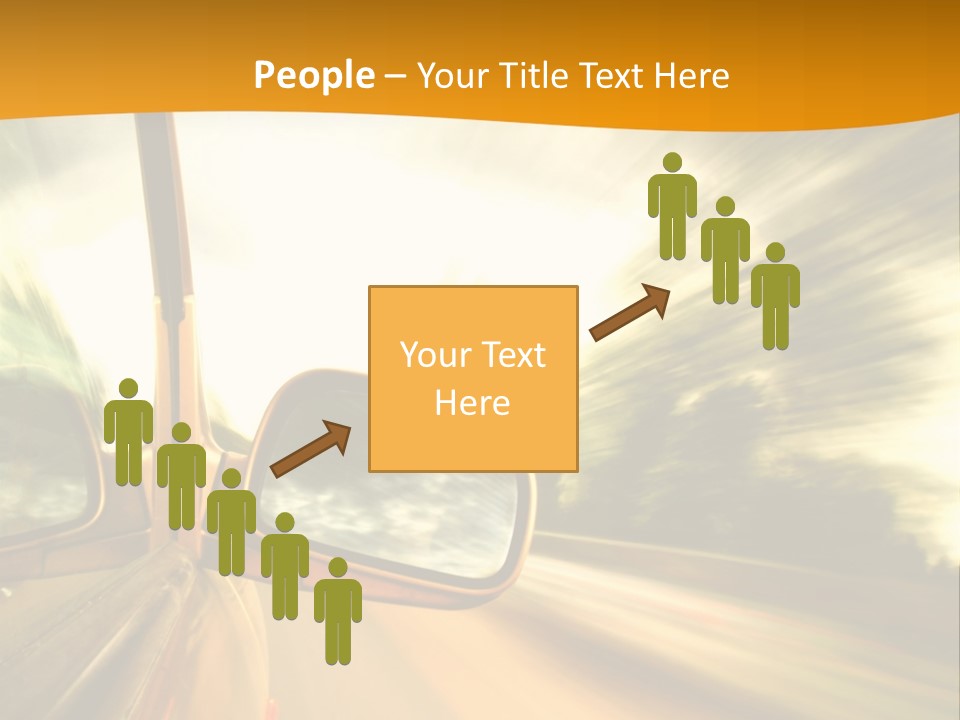A Car's Side View Mirror On The Side Of A Road PowerPoint Template