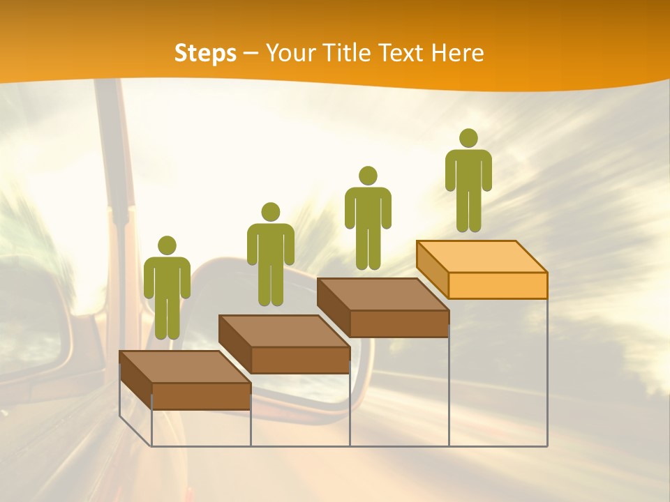 A Car's Side View Mirror On The Side Of A Road PowerPoint Template