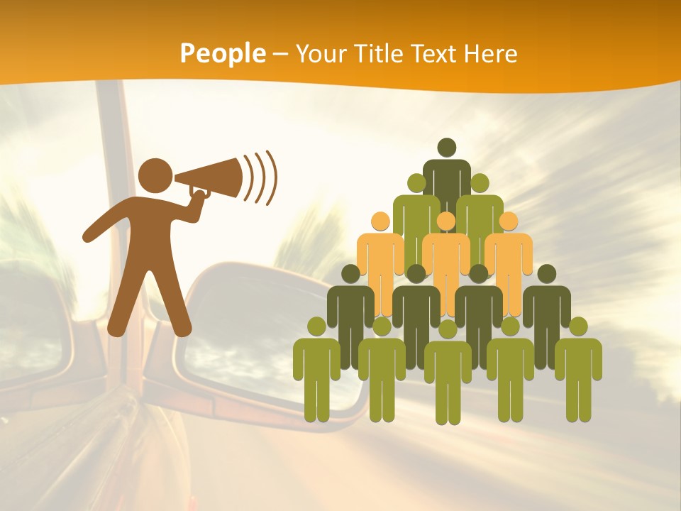 A Car's Side View Mirror On The Side Of A Road PowerPoint Template