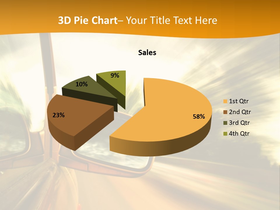 A Car's Side View Mirror On The Side Of A Road PowerPoint Template
