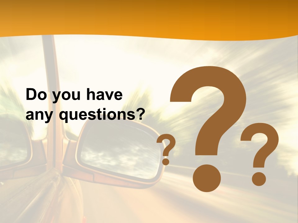 A Car's Side View Mirror On The Side Of A Road PowerPoint Template