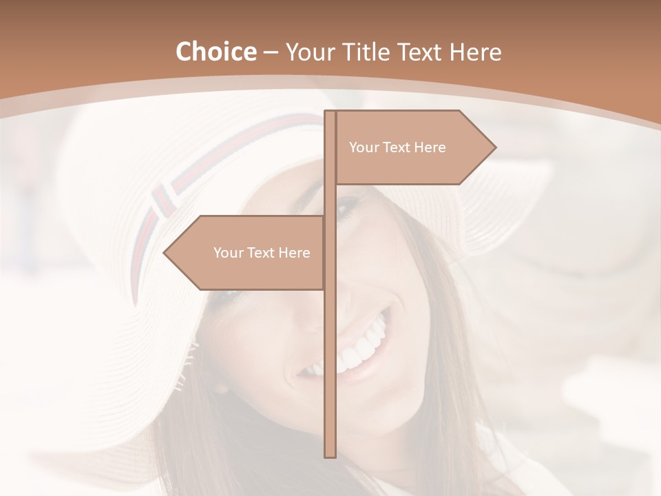 A Woman In A Hat Is Smiling For The Camera PowerPoint Template