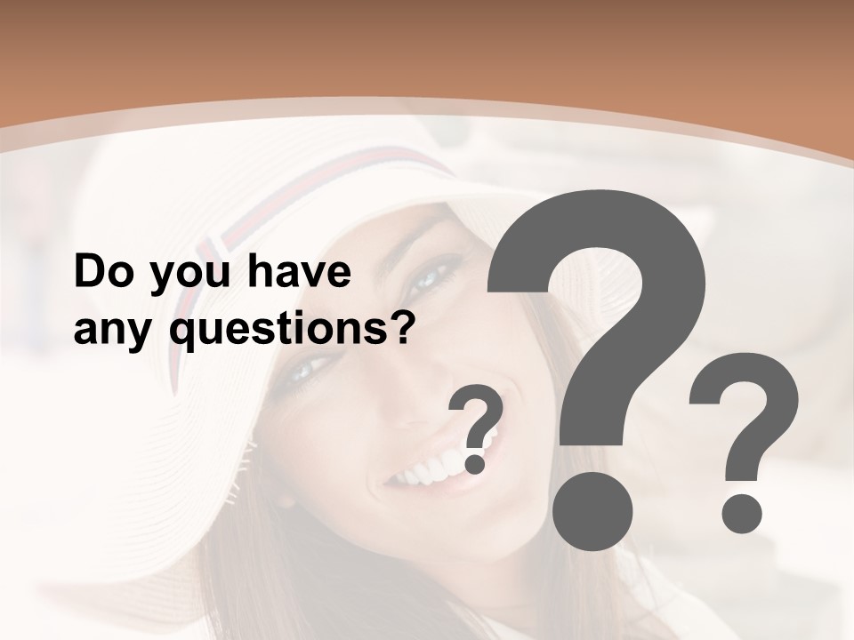 A Woman In A Hat Is Smiling For The Camera PowerPoint Template