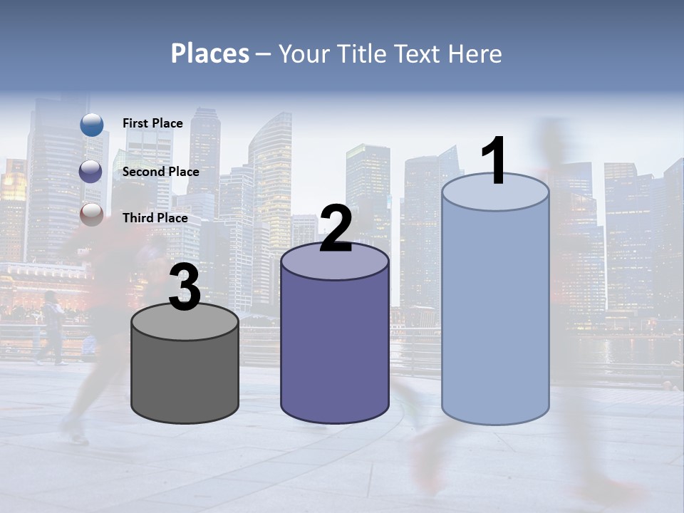 A Group Of People Running In A City PowerPoint Template