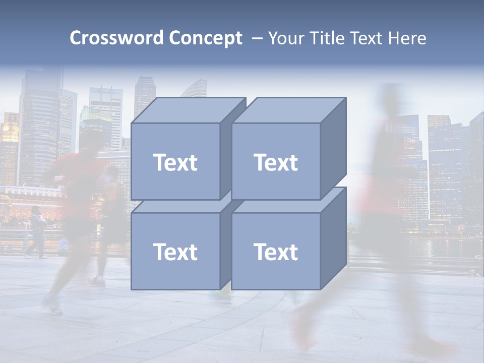 A Group Of People Running In A City PowerPoint Template