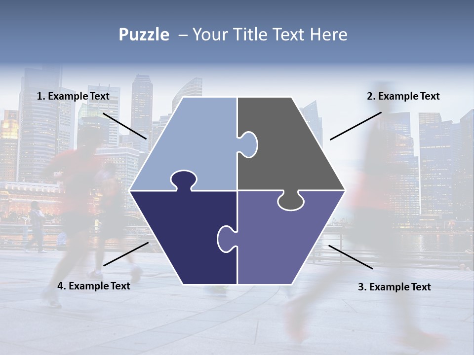 A Group Of People Running In A City PowerPoint Template