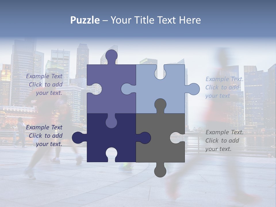 A Group Of People Running In A City PowerPoint Template