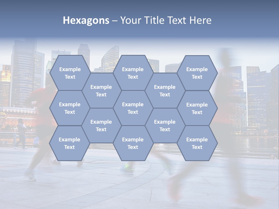 A Group Of People Running In A City PowerPoint Template