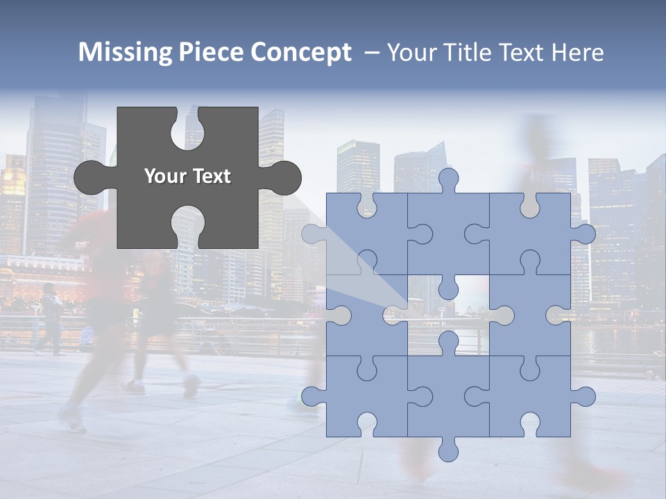 A Group Of People Running In A City PowerPoint Template