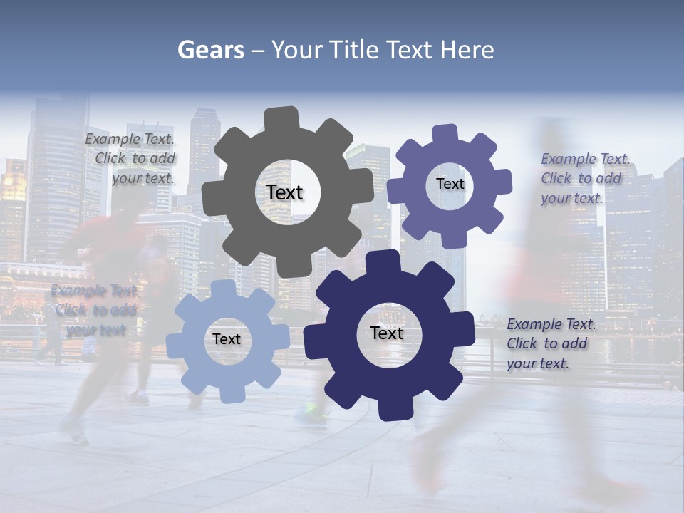 A Group Of People Running In A City PowerPoint Template