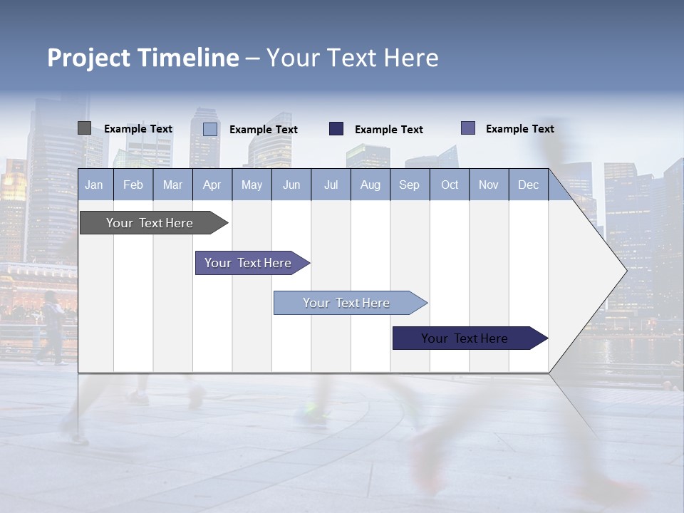 A Group Of People Running In A City PowerPoint Template