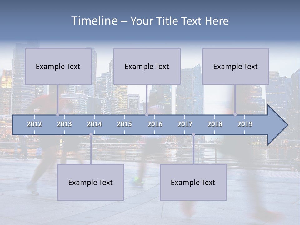 A Group Of People Running In A City PowerPoint Template