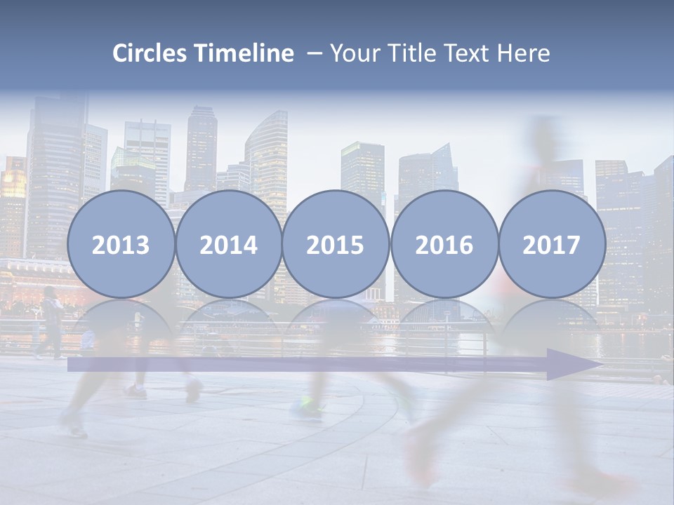 A Group Of People Running In A City PowerPoint Template