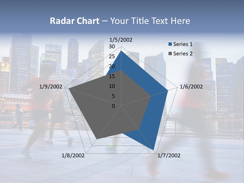 A Group Of People Running In A City PowerPoint Template