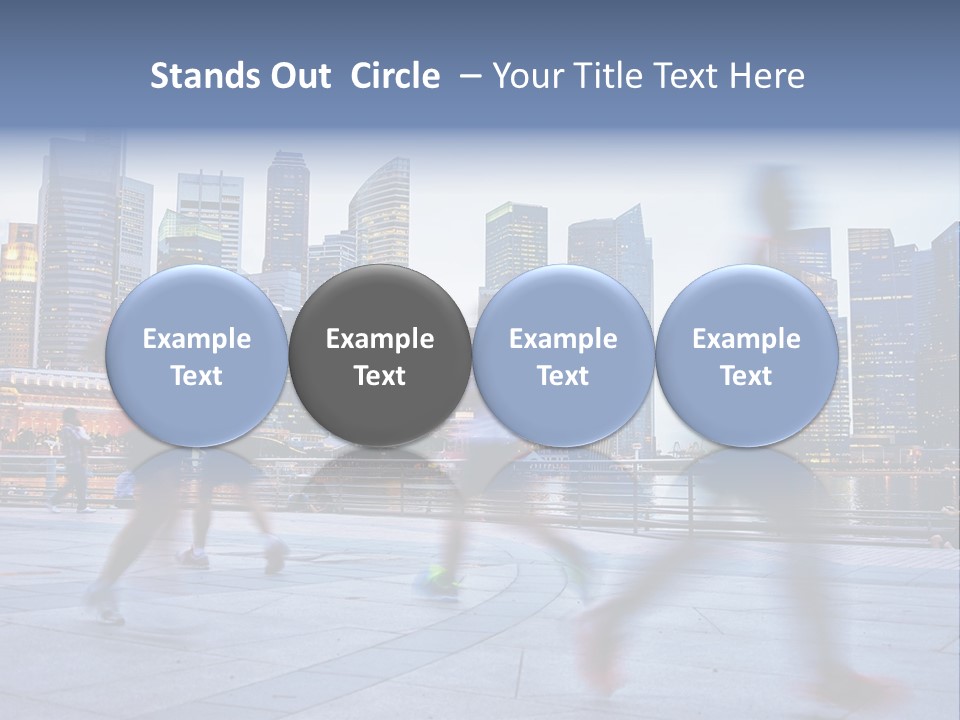 A Group Of People Running In A City PowerPoint Template