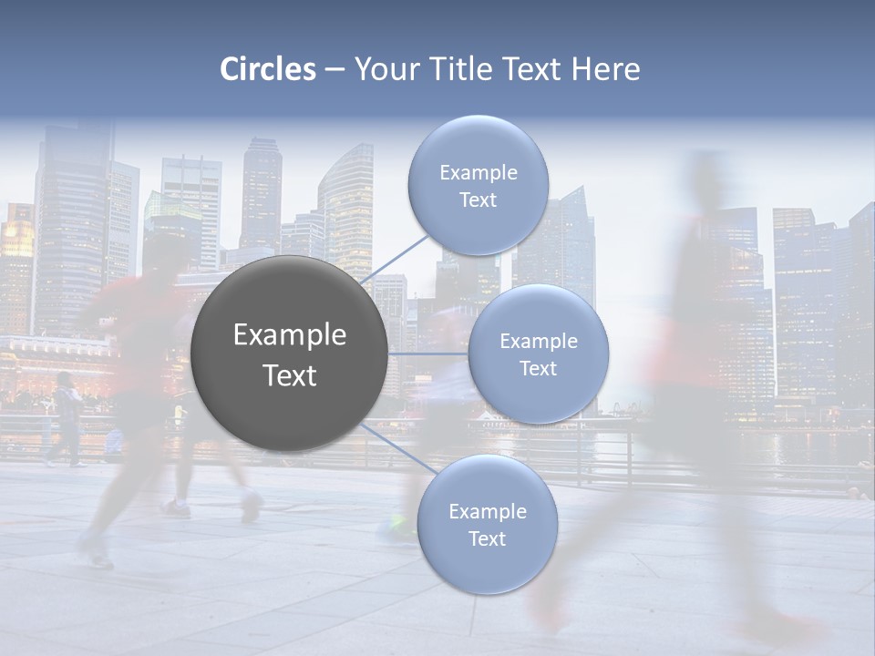 A Group Of People Running In A City PowerPoint Template