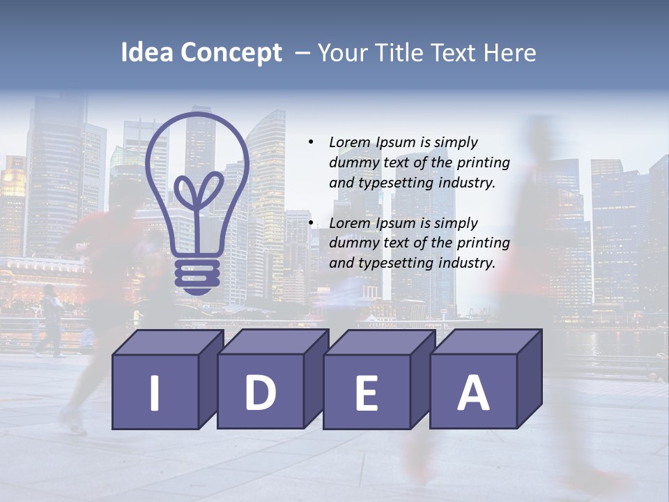 A Group Of People Running In A City PowerPoint Template