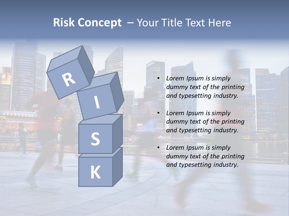 A Group Of People Running In A City PowerPoint Template