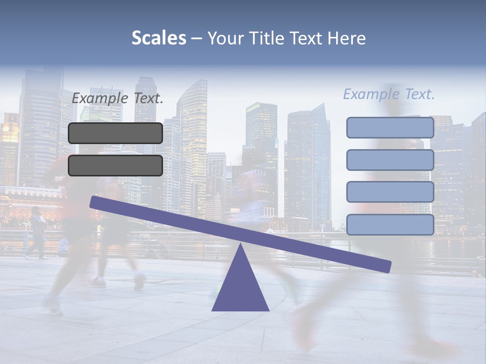 A Group Of People Running In A City PowerPoint Template