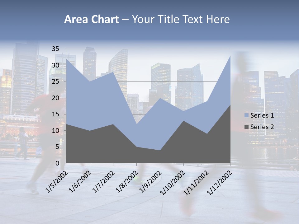 A Group Of People Running In A City PowerPoint Template