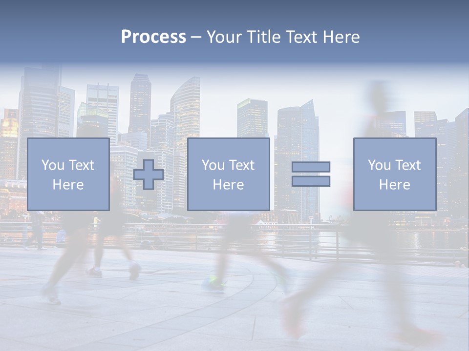 A Group Of People Running In A City PowerPoint Template