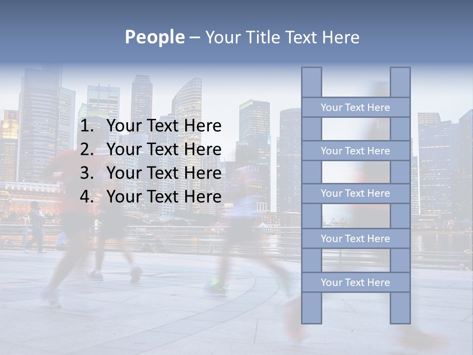 A Group Of People Running In A City PowerPoint Template
