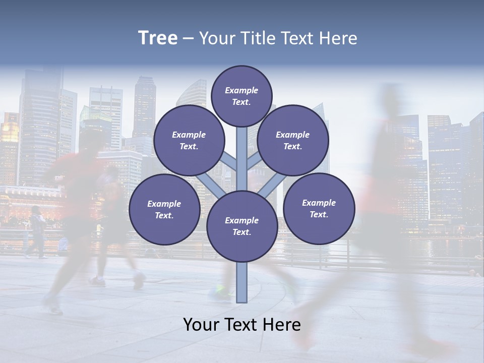 A Group Of People Running In A City PowerPoint Template