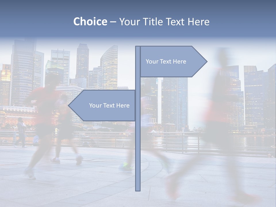 A Group Of People Running In A City PowerPoint Template