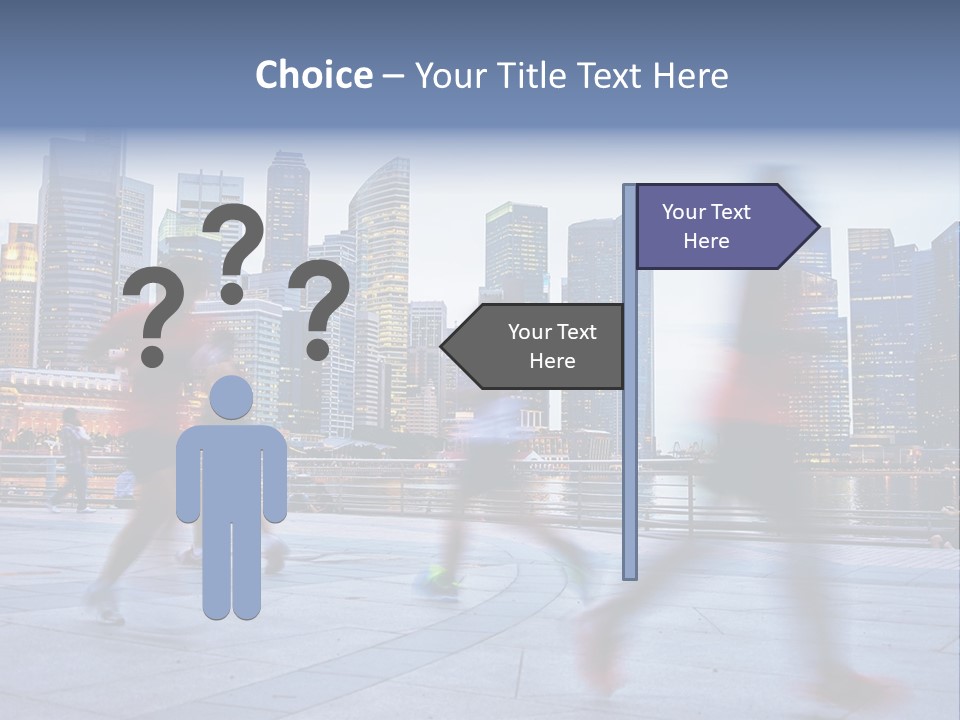 A Group Of People Running In A City PowerPoint Template