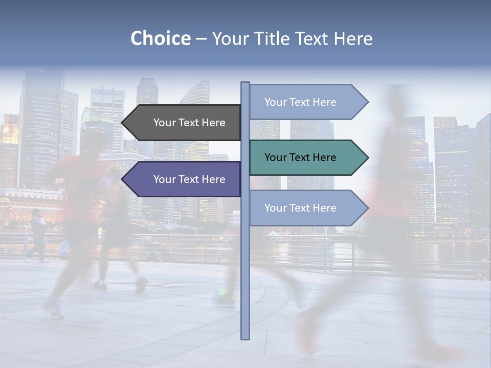A Group Of People Running In A City PowerPoint Template