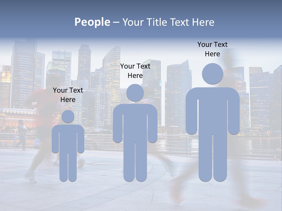 A Group Of People Running In A City PowerPoint Template