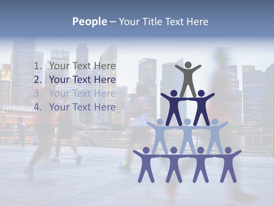 A Group Of People Running In A City PowerPoint Template