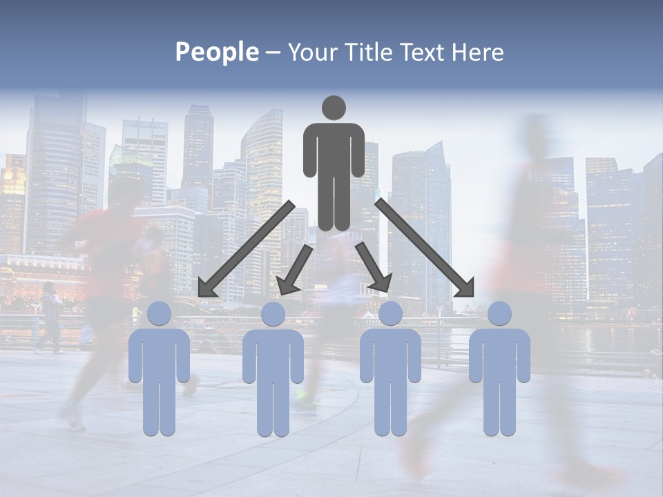 A Group Of People Running In A City PowerPoint Template