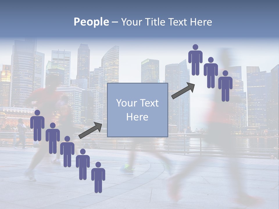 A Group Of People Running In A City PowerPoint Template