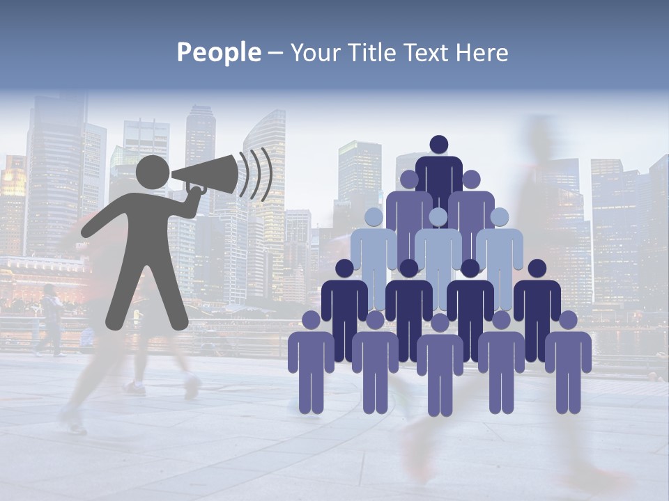 A Group Of People Running In A City PowerPoint Template