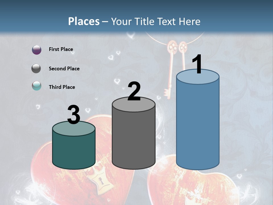 Two Hearts With A Key On A Blue Background PowerPoint Template