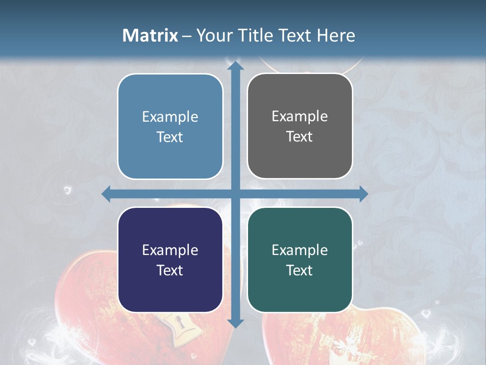 Two Hearts With A Key On A Blue Background PowerPoint Template