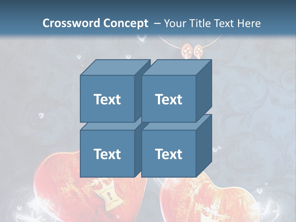 Two Hearts With A Key On A Blue Background PowerPoint Template