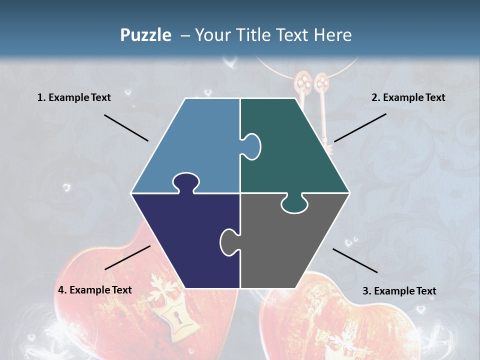 Two Hearts With A Key On A Blue Background PowerPoint Template