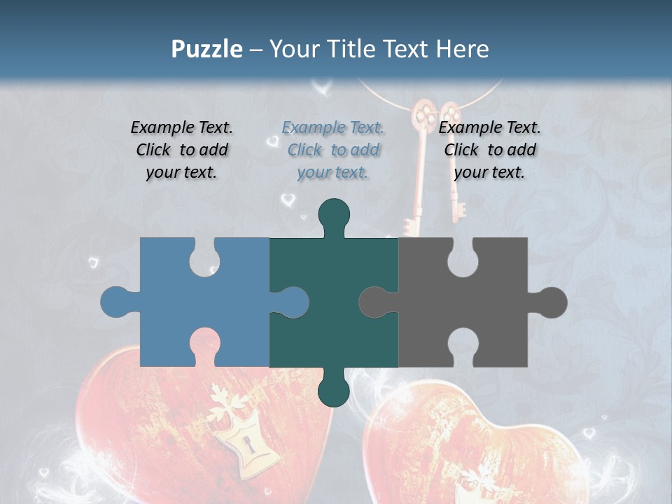 Two Hearts With A Key On A Blue Background PowerPoint Template